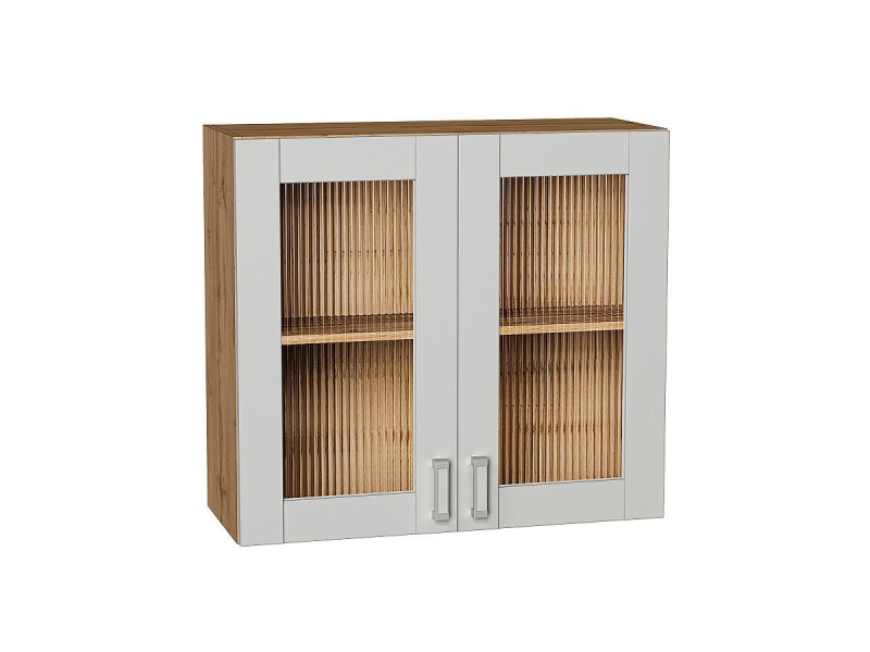 Кухня 716*800*Шкаф верхний с 2-мя остекленными дверцами Лофт Grey Silk/Дуб Вотан